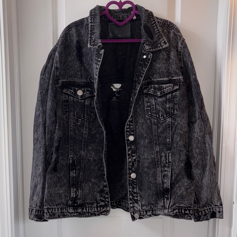 refuge Black Acid-Wash Jean Jacket